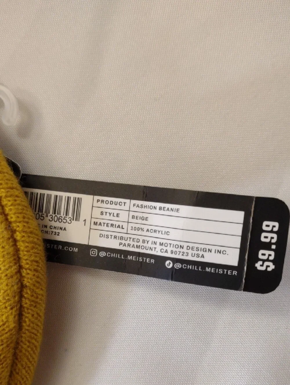 NWT Chillmeister Kids Mustard Yellow Cat Face Knit Beanie